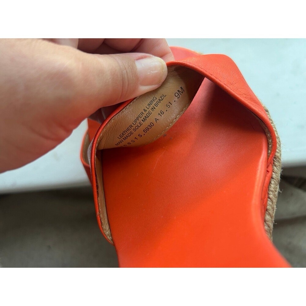 Tory Burch Marion Leather Quilted Wedge Strappy Sandals in Orange Women’s Size 9 - Picture 11 of 12